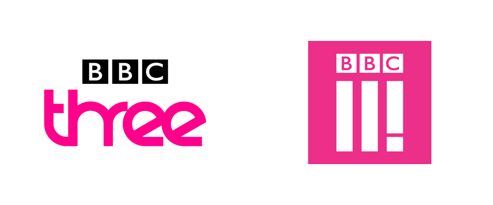 Det nye BBC Three logo er det til højre.